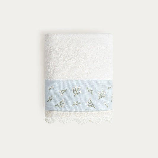 VELIA Towel with Decorative Blue Embroidery 50x90 cm
