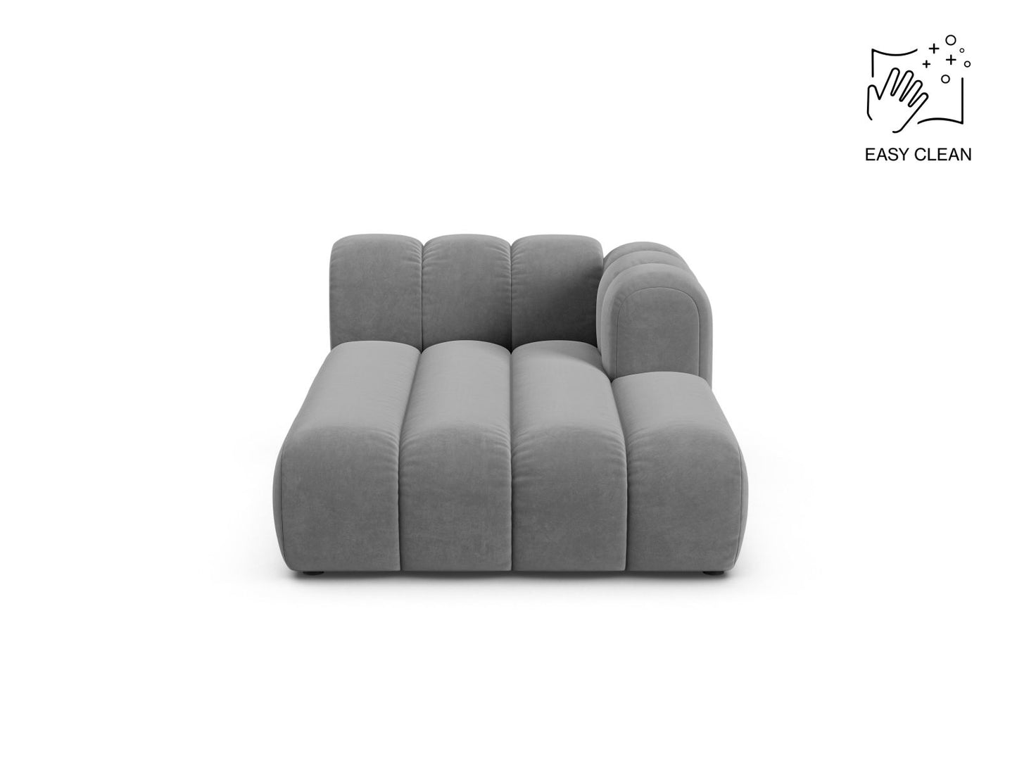 Lupine — Chaise Longue Light Grey (Venus 2929) Black Plastic Right