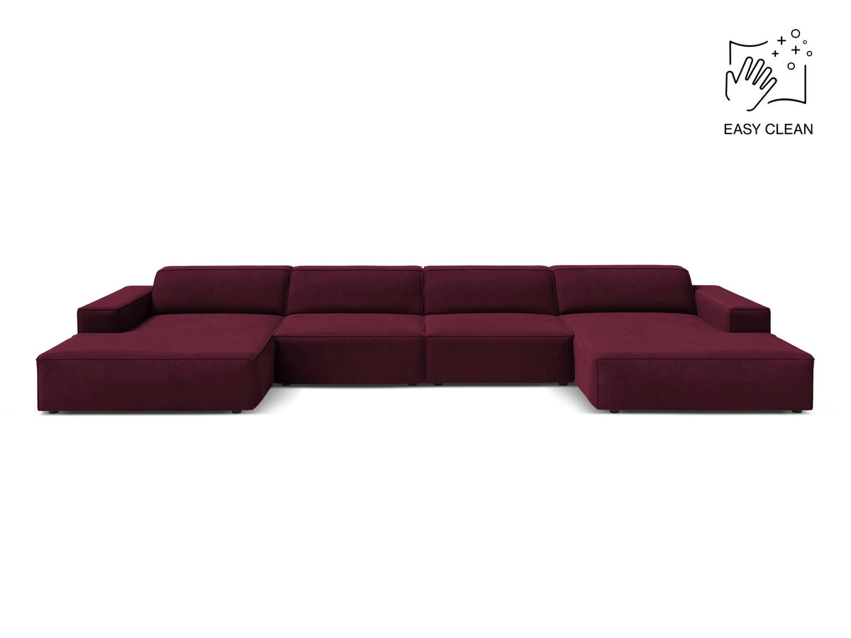 Jodie — Panoramic Sofa Burgundy (Venus 2932) Black Plastic