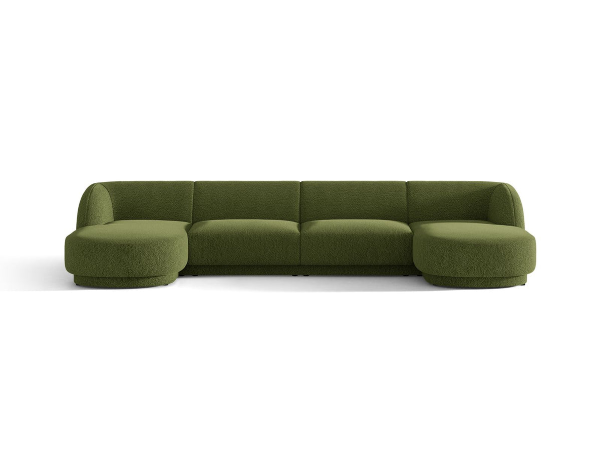 Miley — Panoramic Sofa Dark Olive Green (Baloo 2090) Black Plastic