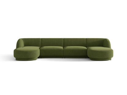 Miley — Panoramic Sofa Dark Olive Green (Baloo 2090) Black Plastic