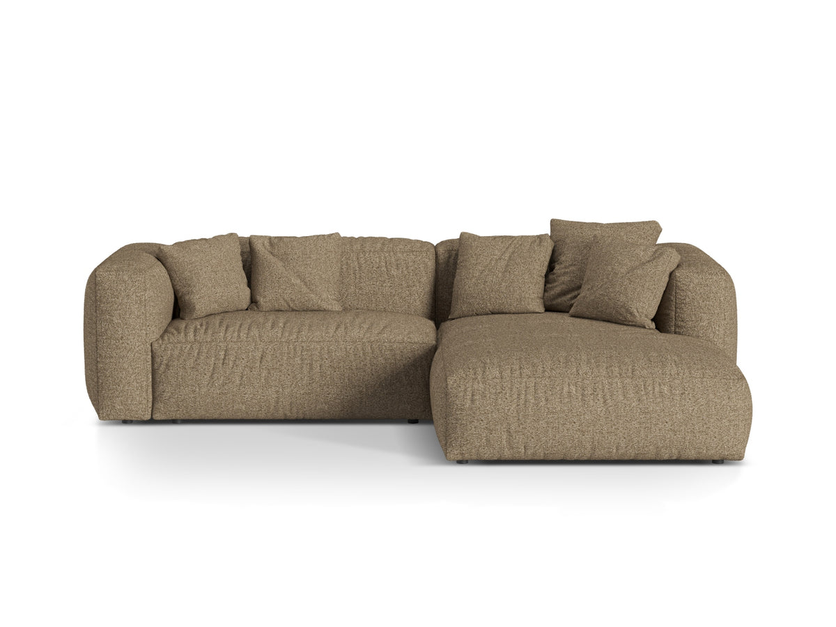 Martina — Corner Sofa Cappuccino (Monet Cappucino) Black Plastic Right