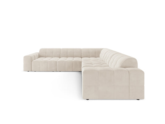 Chicago — Corner Sofa Light Beige (Bluvel 22) Black Plastic