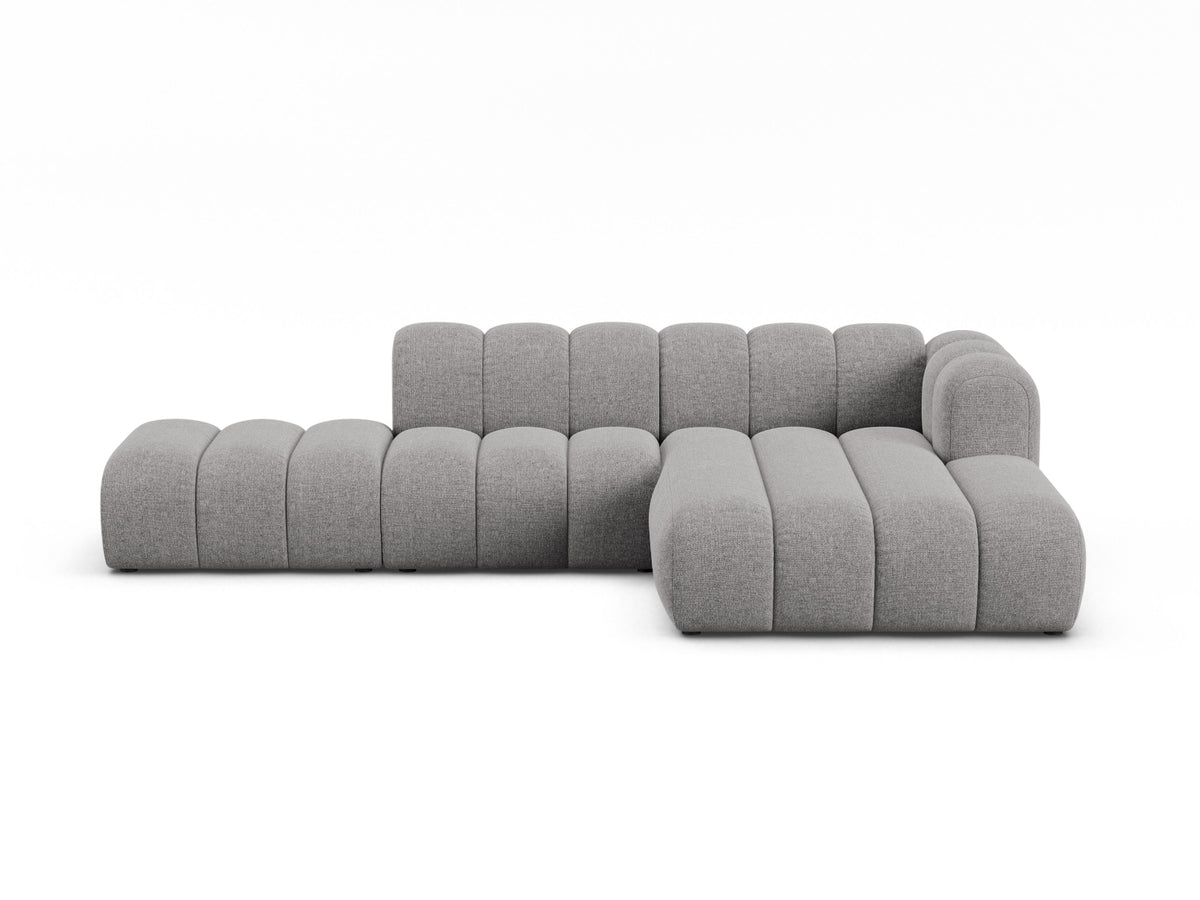 Lupine — Corner Sofa Light Grey (Eden 18 Grey) Black Plastic Right