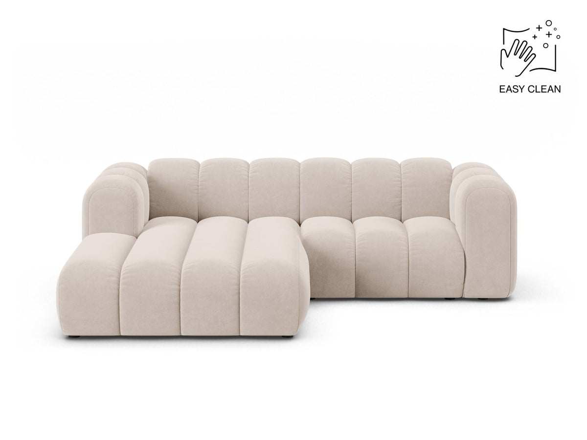 Lupine — Corner Sofa Light Beige (Venus 2927) Black Plastic Left