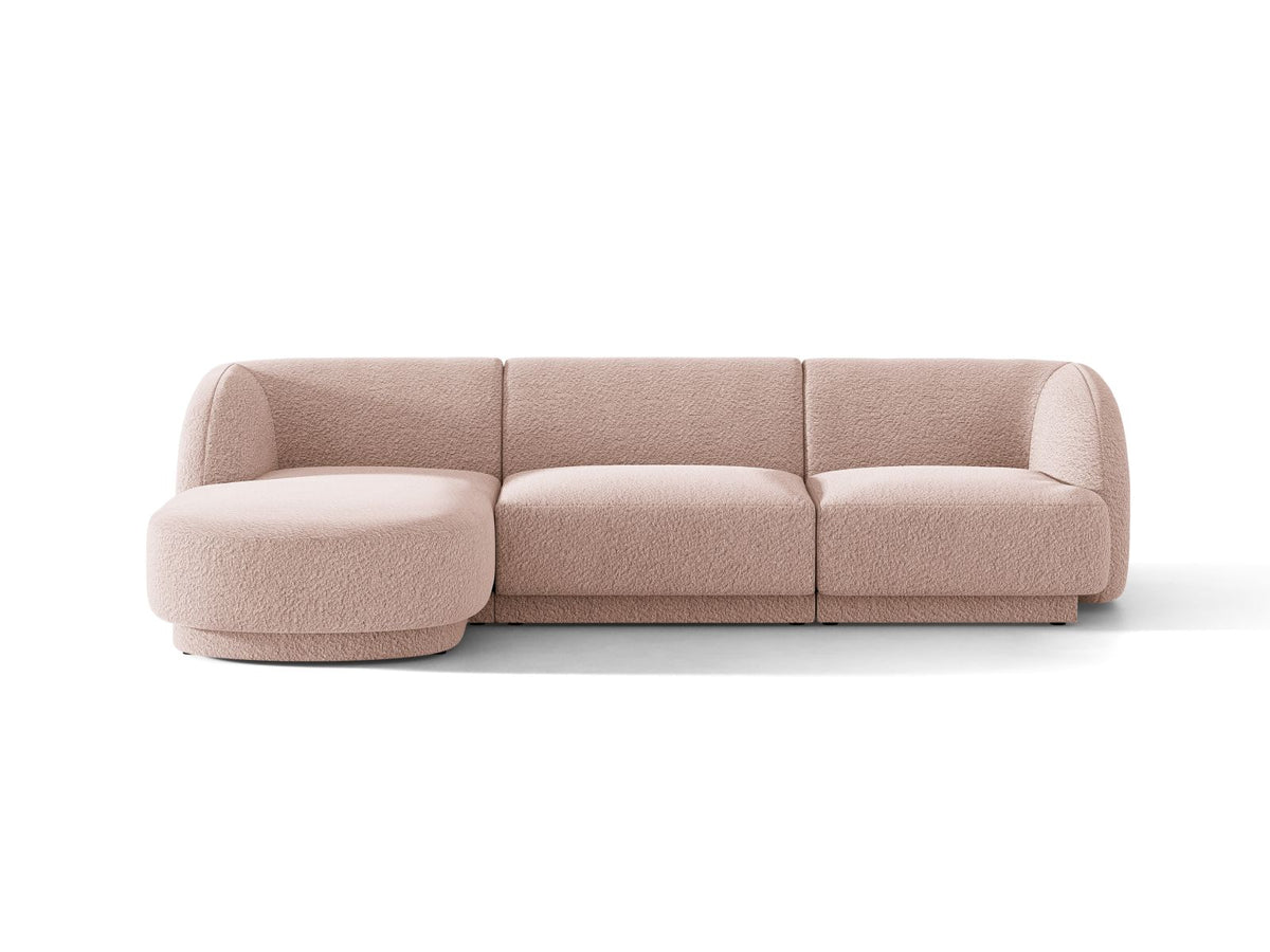 Miley — Corner Sofa Powder Pink (Baloo 2072) Black Plastic Left