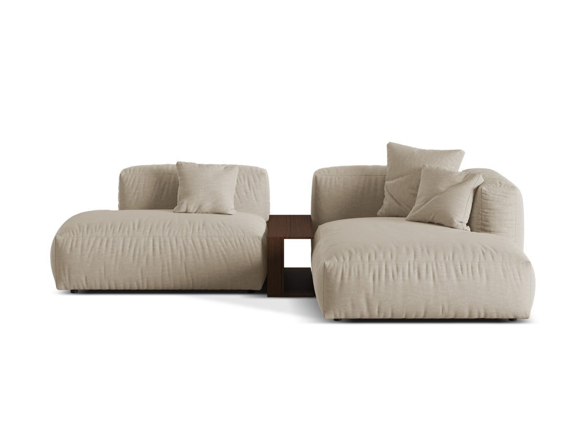 Martina — Corner Sofa Light Beige (Boston Toffee) Black Plastic Right