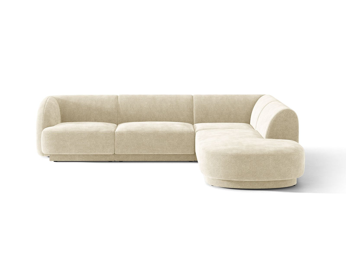 Miley — Corner Sofa Light Beige (Haga 23) Black Plastic Right