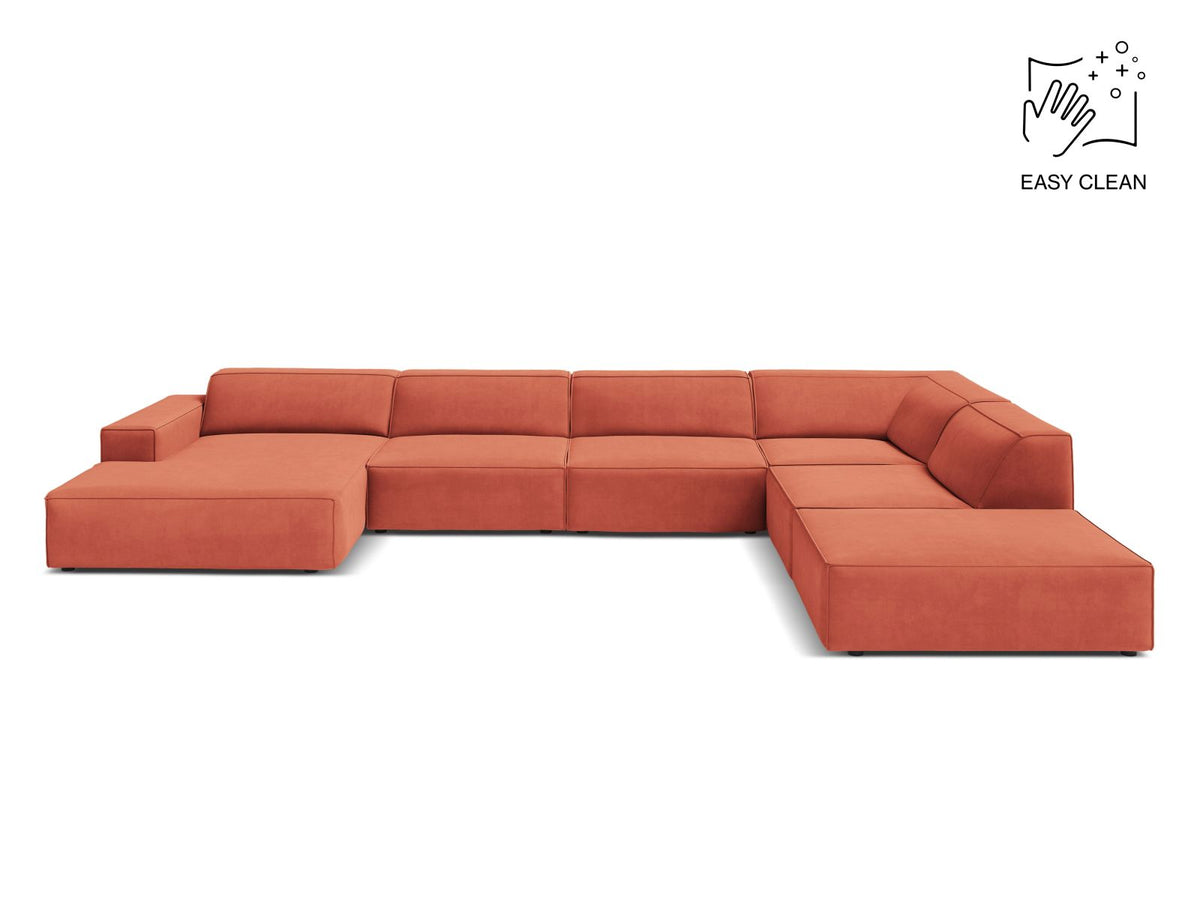 Jodie — Panoramic Sofa Coral (Venus 2933) Black Plastic Right