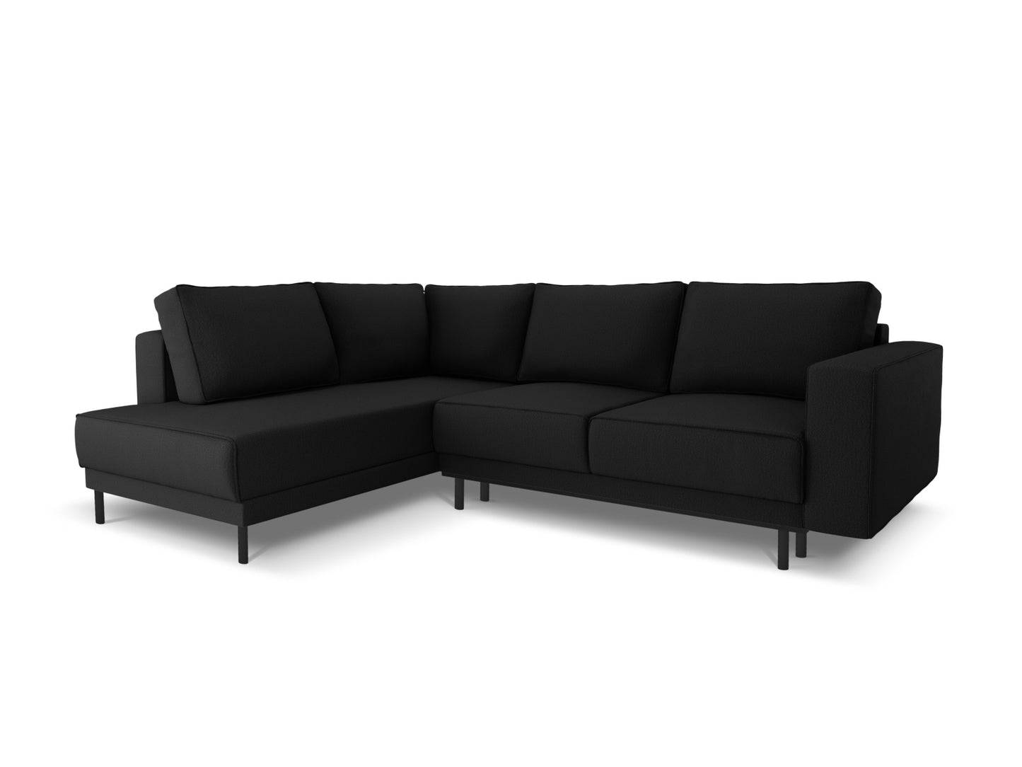 Caro — Corner Sofa Black (Megan 368) Black Beech Wood Left