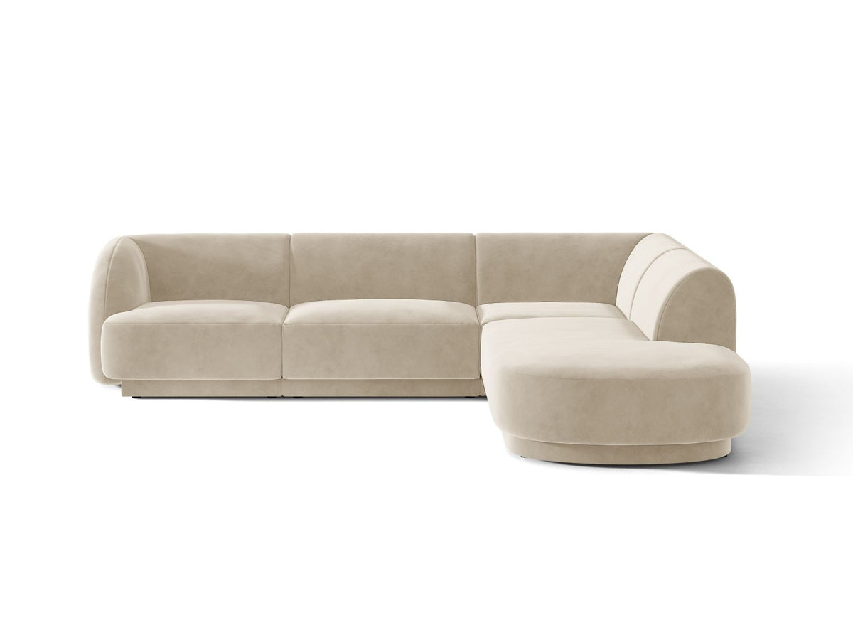 Miley — Corner Sofa Dark Beige (Bluvel 30) Black Plastic Right