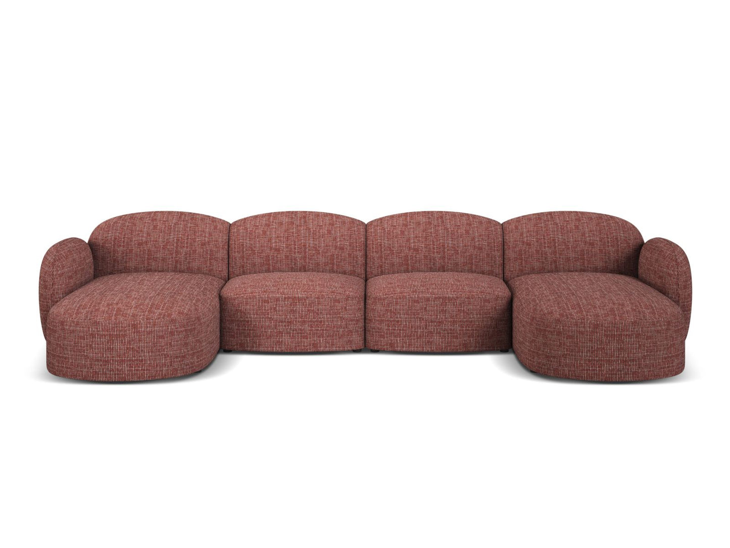Blair — Panoramic Sofa Red (Baltimore Marsala) Black Plastic
