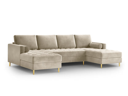 Aspen — Panoramic Sofa Dark Beige (Salvador 2) Gold Metal