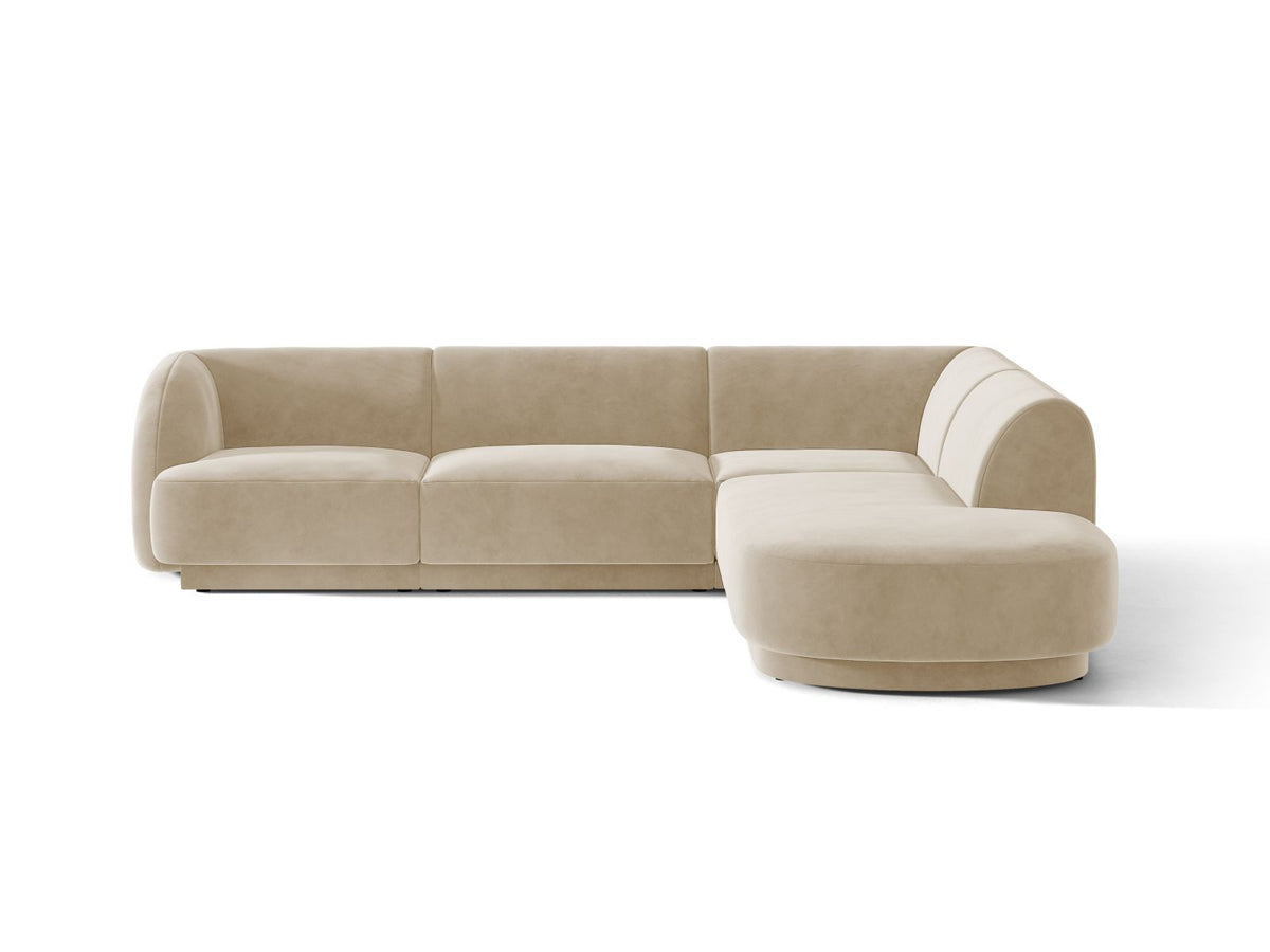 Miley — Corner Sofa Beige (Venus 2928) Black Plastic Right