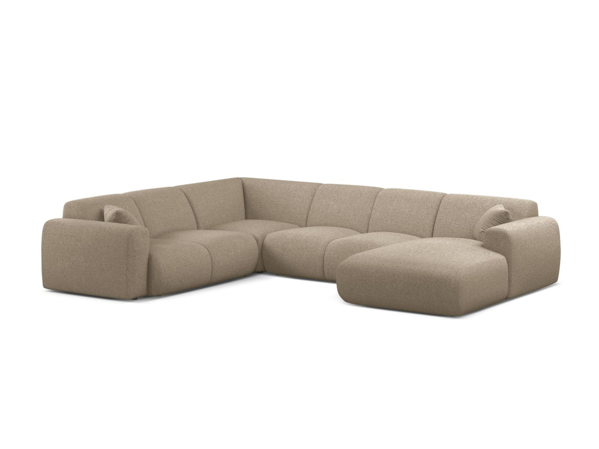 Molino — Panoramic Sofa Dark Beige (Eden 4 Beige) Black Plastic Left