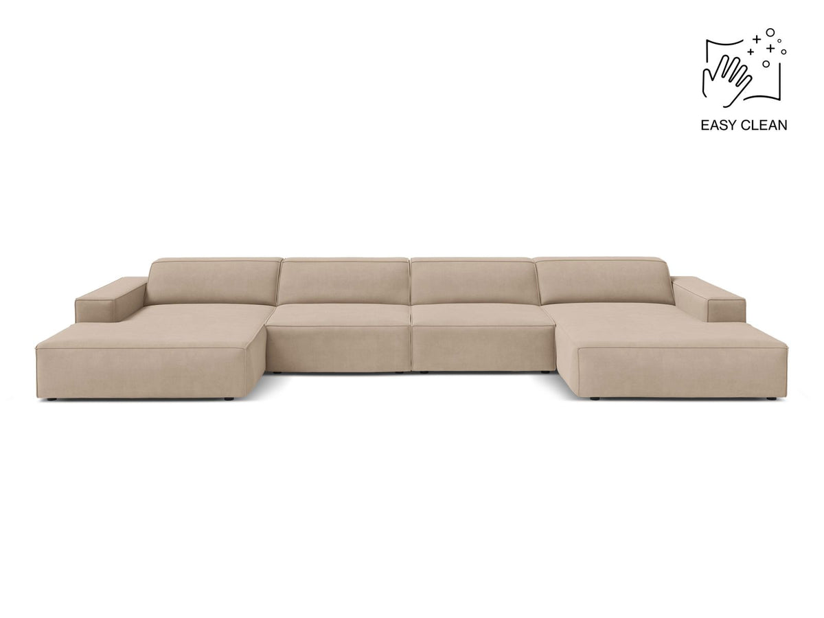 Jodie — Panoramic Sofa Beige (Venus 2928) Black Plastic