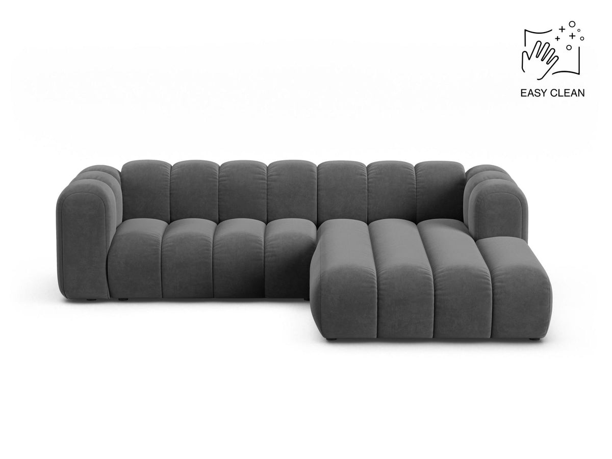 Lupine — Corner Sofa Grey (Venus 2930) Black Plastic Right