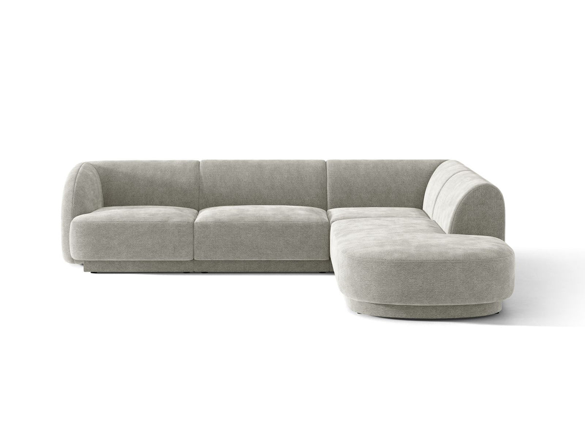 Miley — Corner Sofa Light Grey (Haga 06) Black Plastic Right