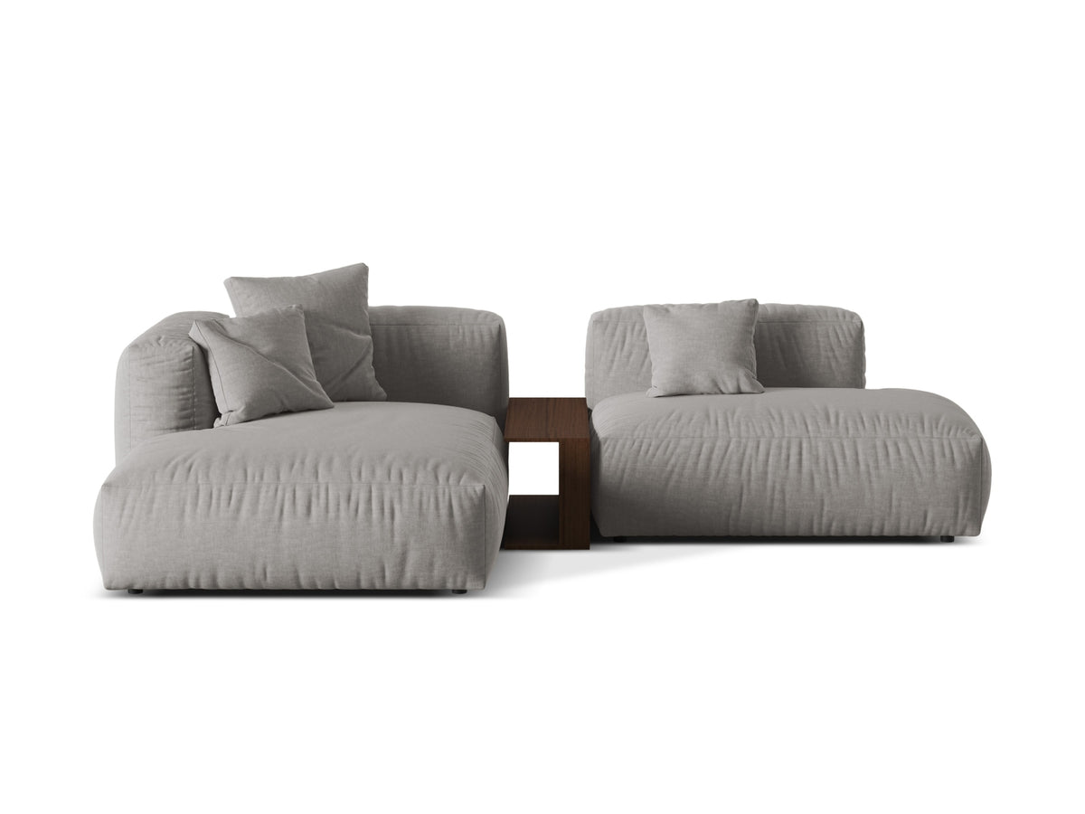 Martina — Corner Sofa Light Grey (Boston Light Grey) Black Plastic Left
