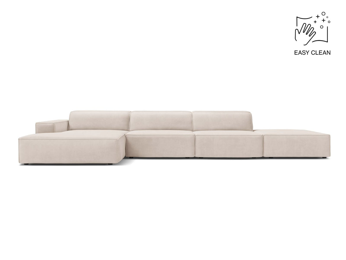 Jodie — Corner Sofa Light Beige (Venus 2927) Black Plastic Left
