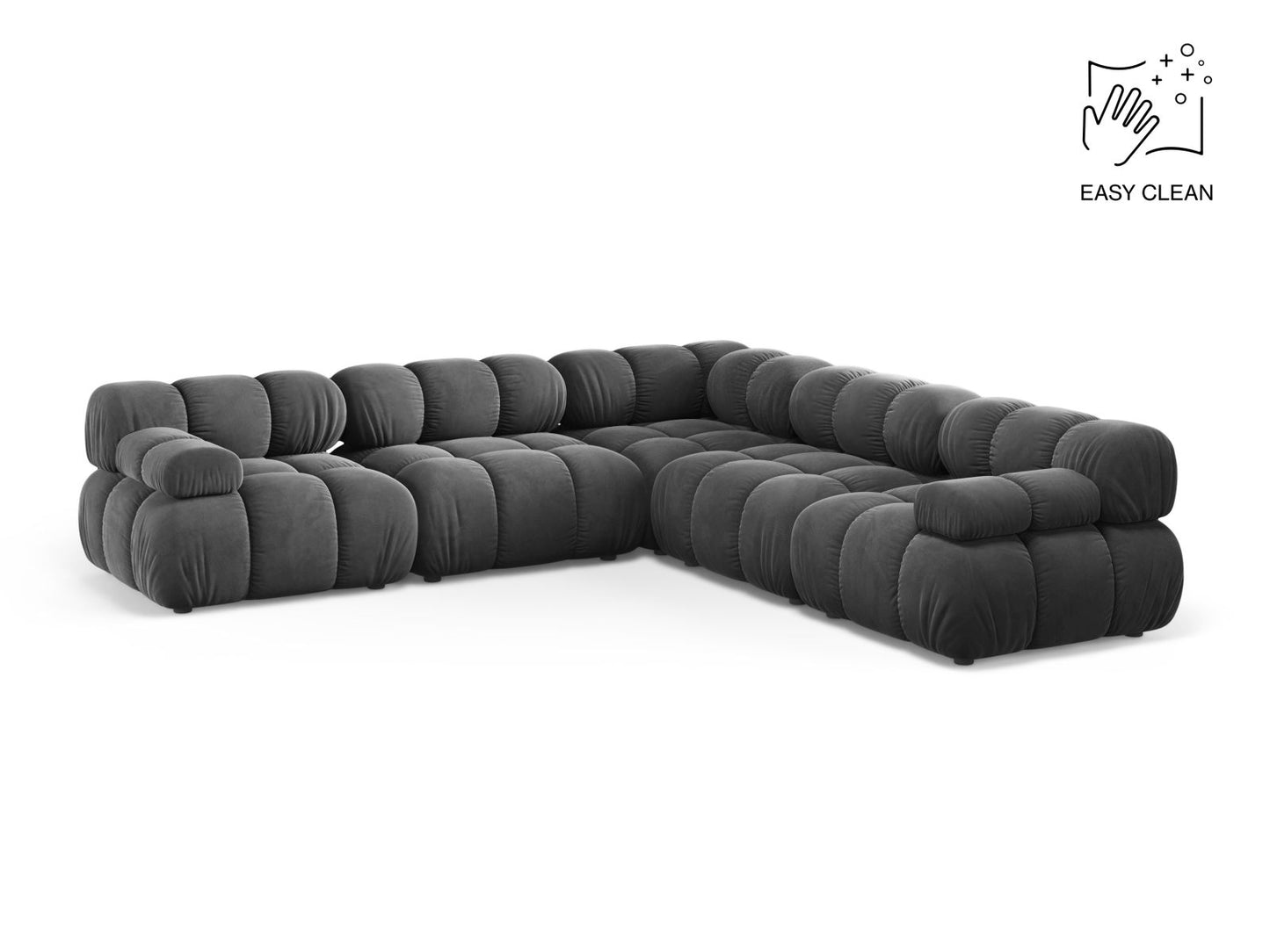 Bellis — Corner Sofa Grey (Venus 2930) Black Plastic