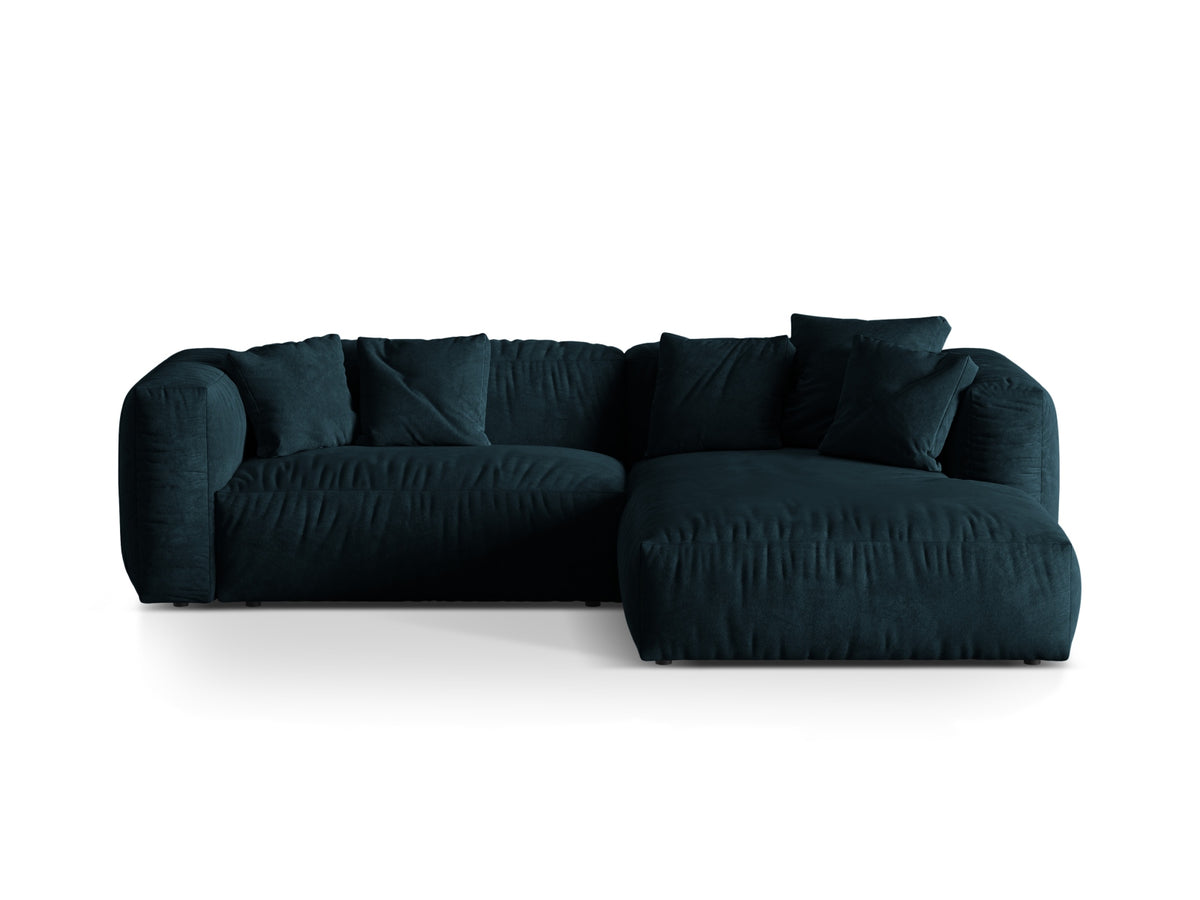 Martina — Corner Sofa Deep Petrol (Vogue 13) Black Plastic Right