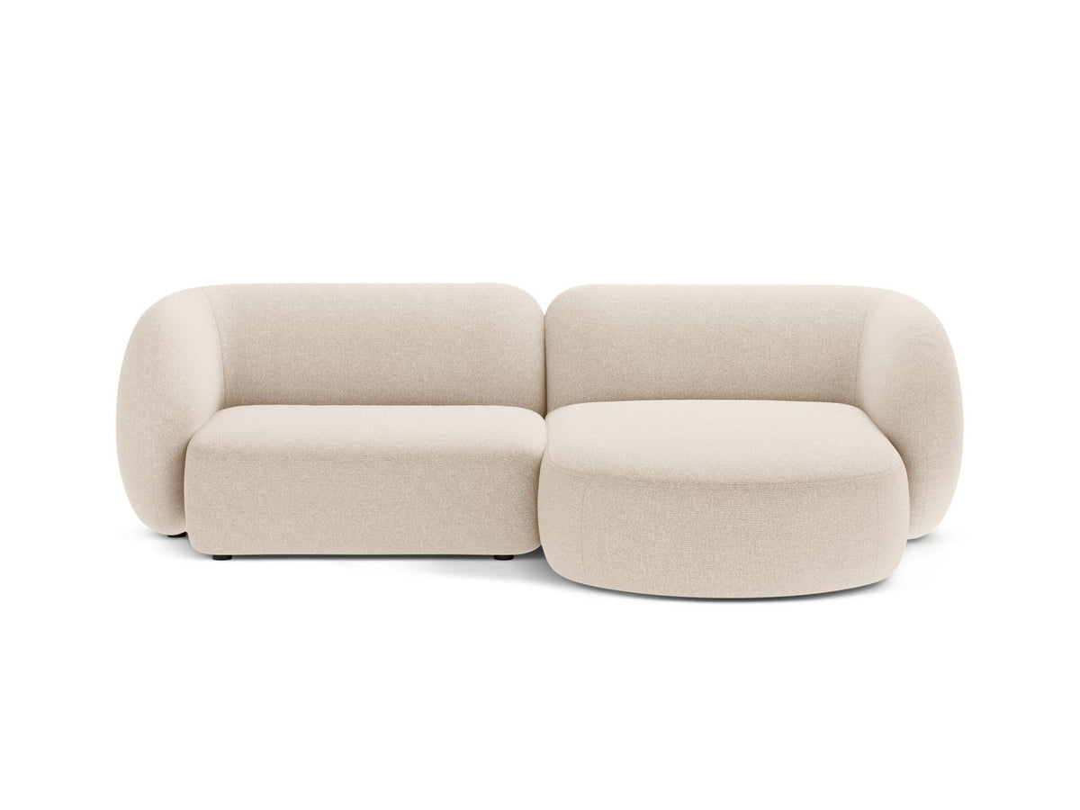 Kate — Corner Sofa Light Beige Melange (Puente 03) Black Plastic Right