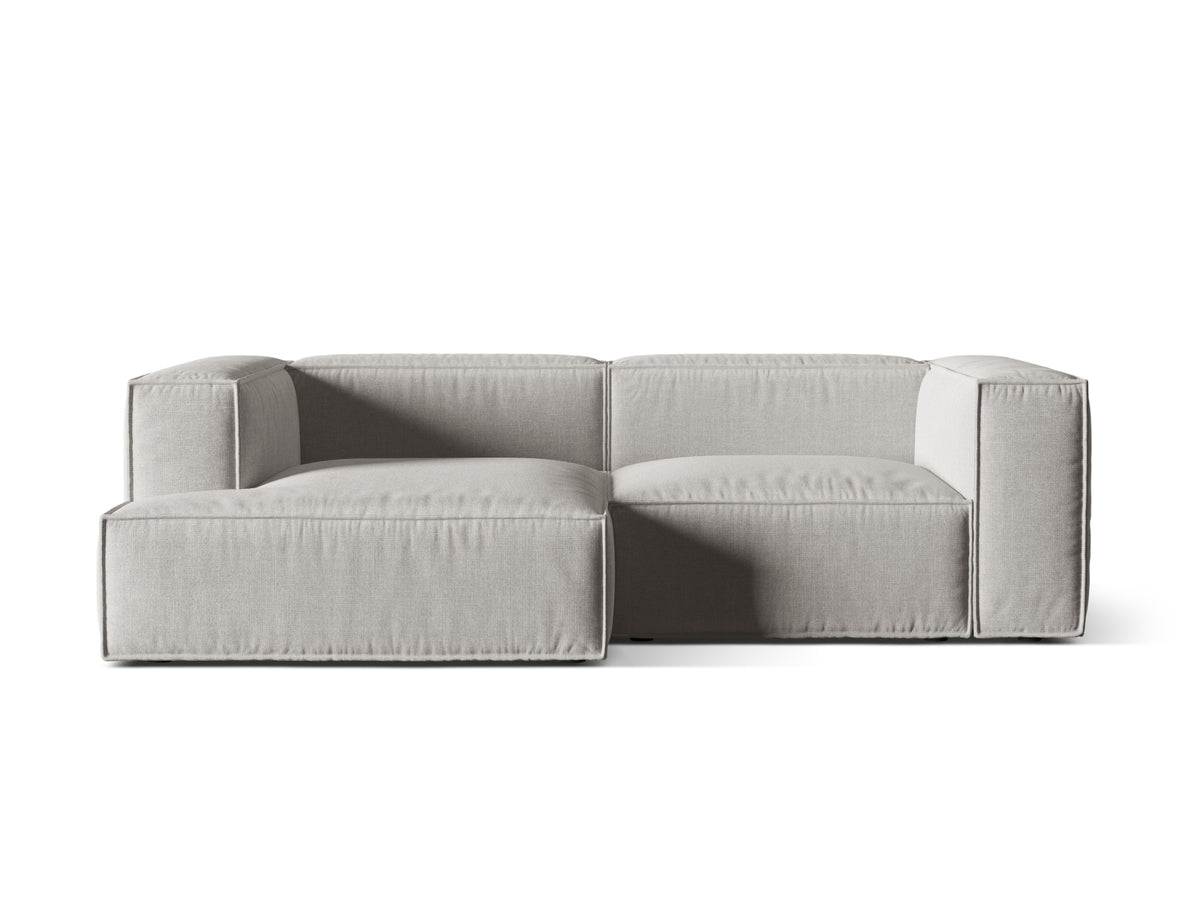 Nuria — Corner Sofa Light Grey (Liberty 18) Black Plastic Left