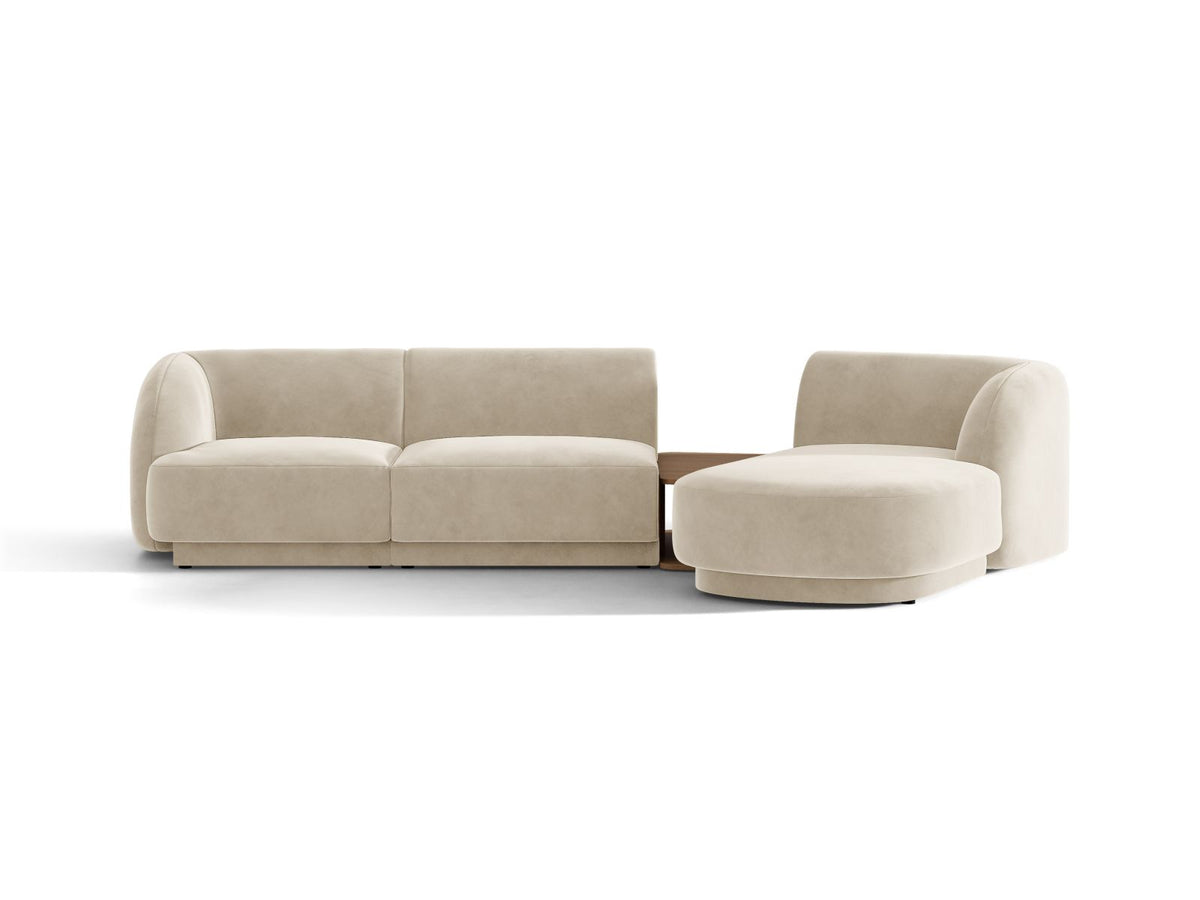 Miley — Sofa Dark Beige (Bluvel 30) Black Plastic Right