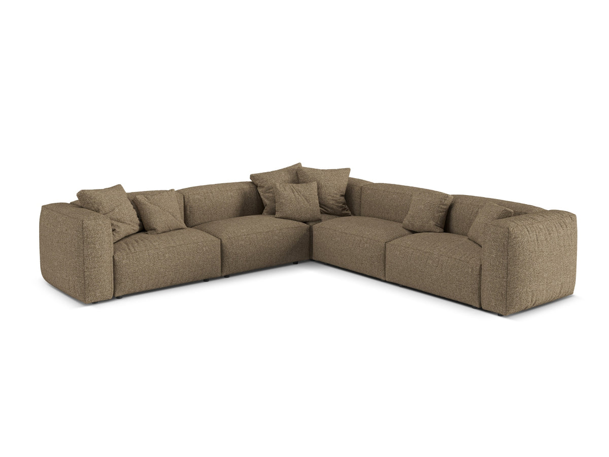 Martina — Corner Sofa Cappuccino (Monet Cappucino) Black Plastic