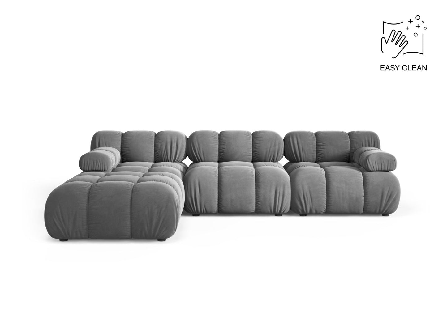 Bellis — Sofa Light Grey (Venus 2929) Black Plastic