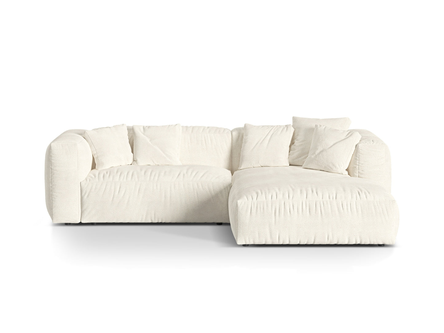 Martina — Corner Sofa Ivory (Monet Nata) Black Plastic Right