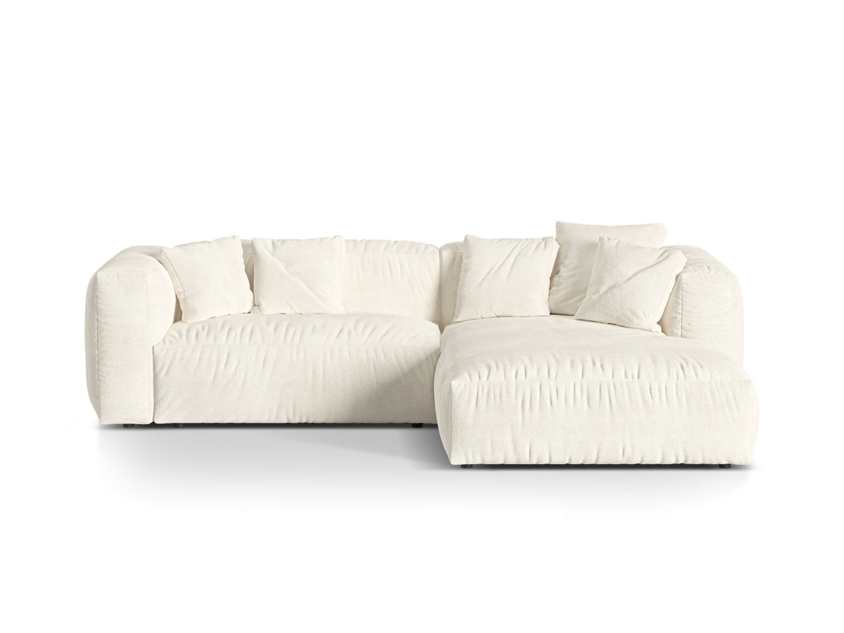 Martina — Corner Sofa Ivory (Monet Nata) Black Plastic Right