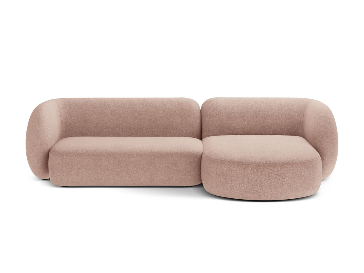 Kate — Corner Sofa Powder Pink (Baloo 2072) Black Plastic Right