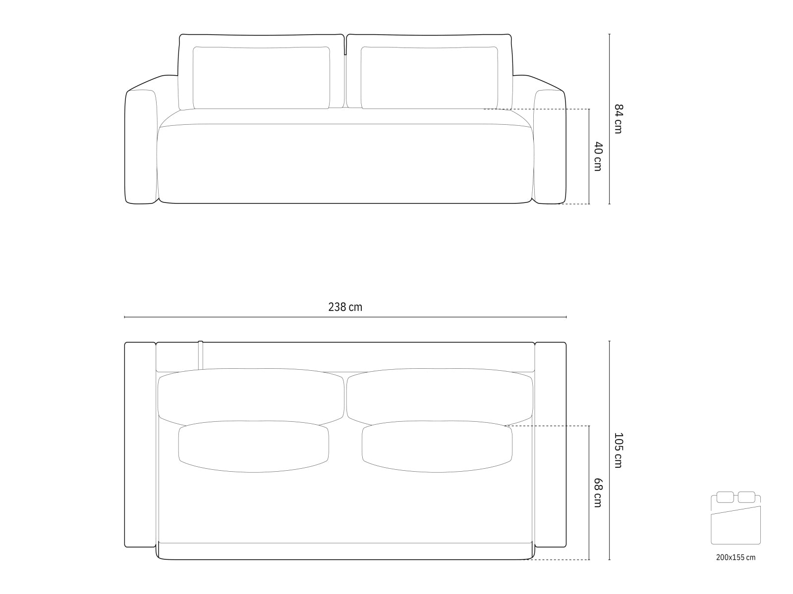 Belfast — Sofa (238x105x84 cm)