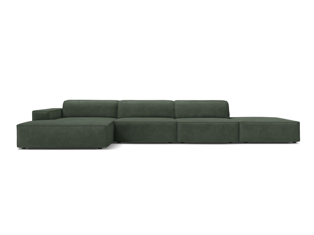 Jodie — Corner Sofa Moss Green (Liberty 12) Black Plastic Left