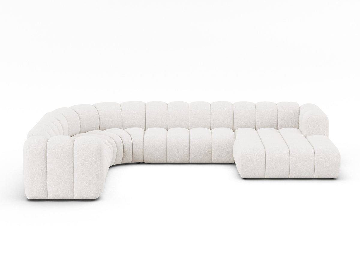 Lupine — Panoramic Sofa White (Baloo 2073) Black Plastic Left