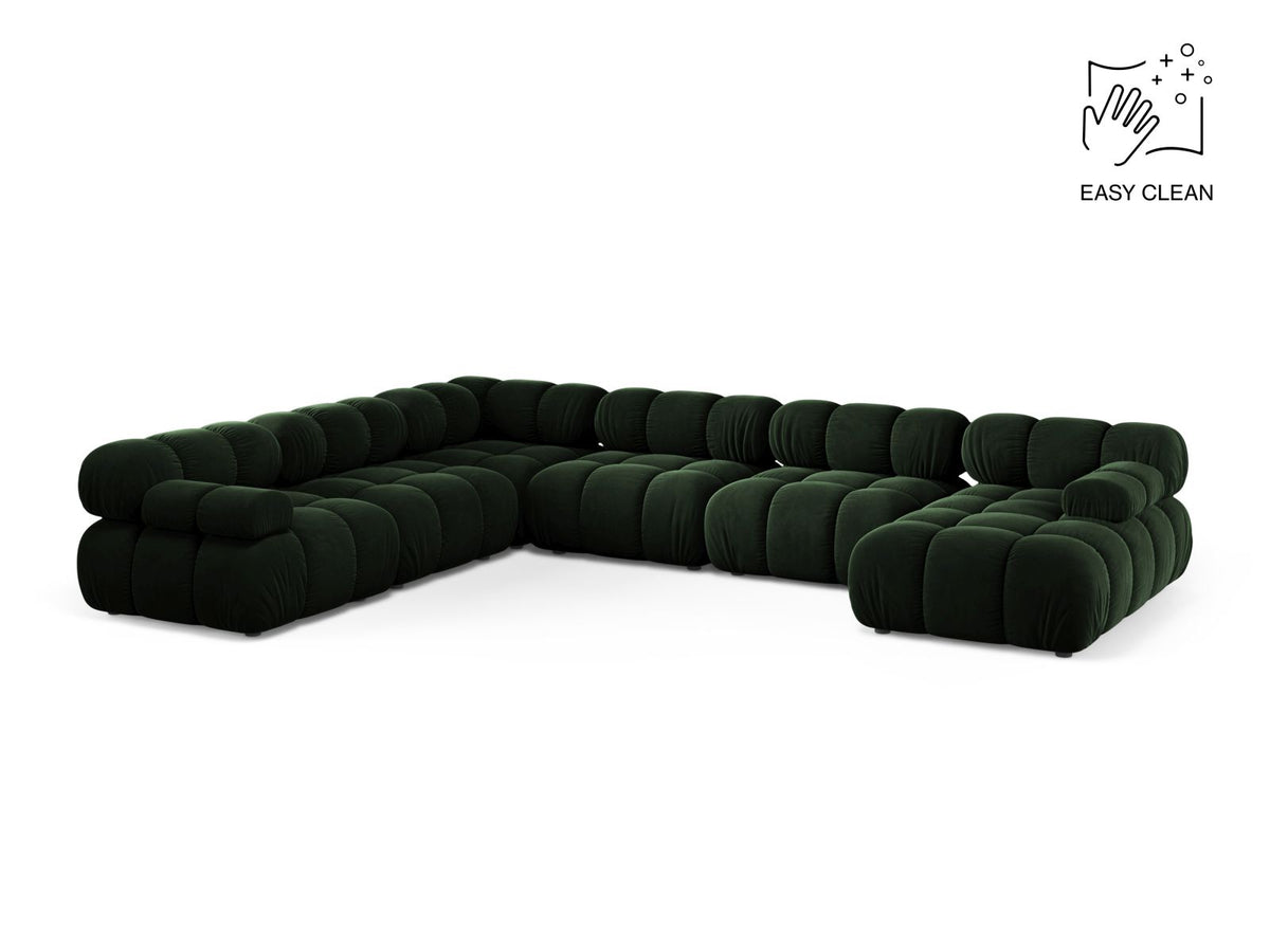 Bellis — Panoramic Sofa Bottle Green (Venus 2940) Black Plastic Left