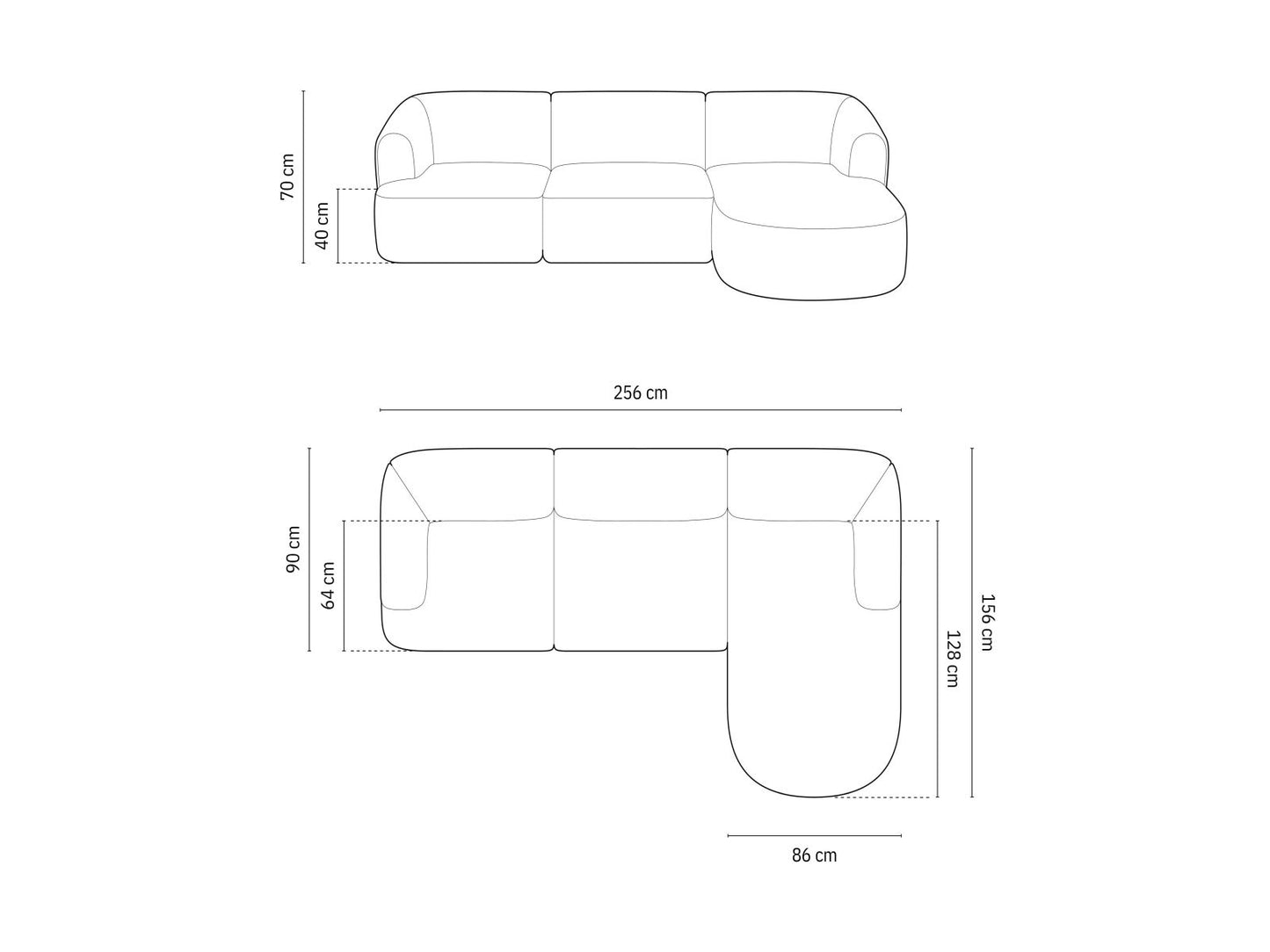 Campi — Corner Sofa (256x156x70 cm)