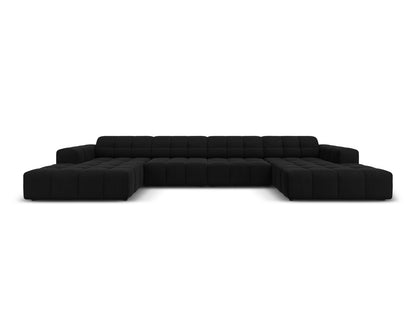 Chicago — Panoramic Sofa Black (Bluvel 19) Black Plastic