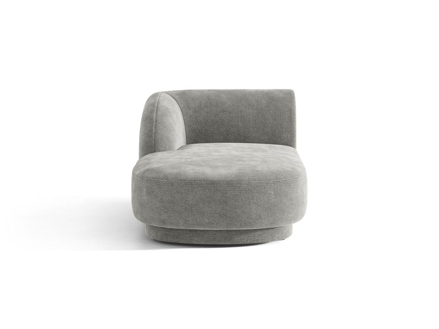 Miley — Chaise Longue Light Grey (Eden 18 Grey) Black Plastic Left