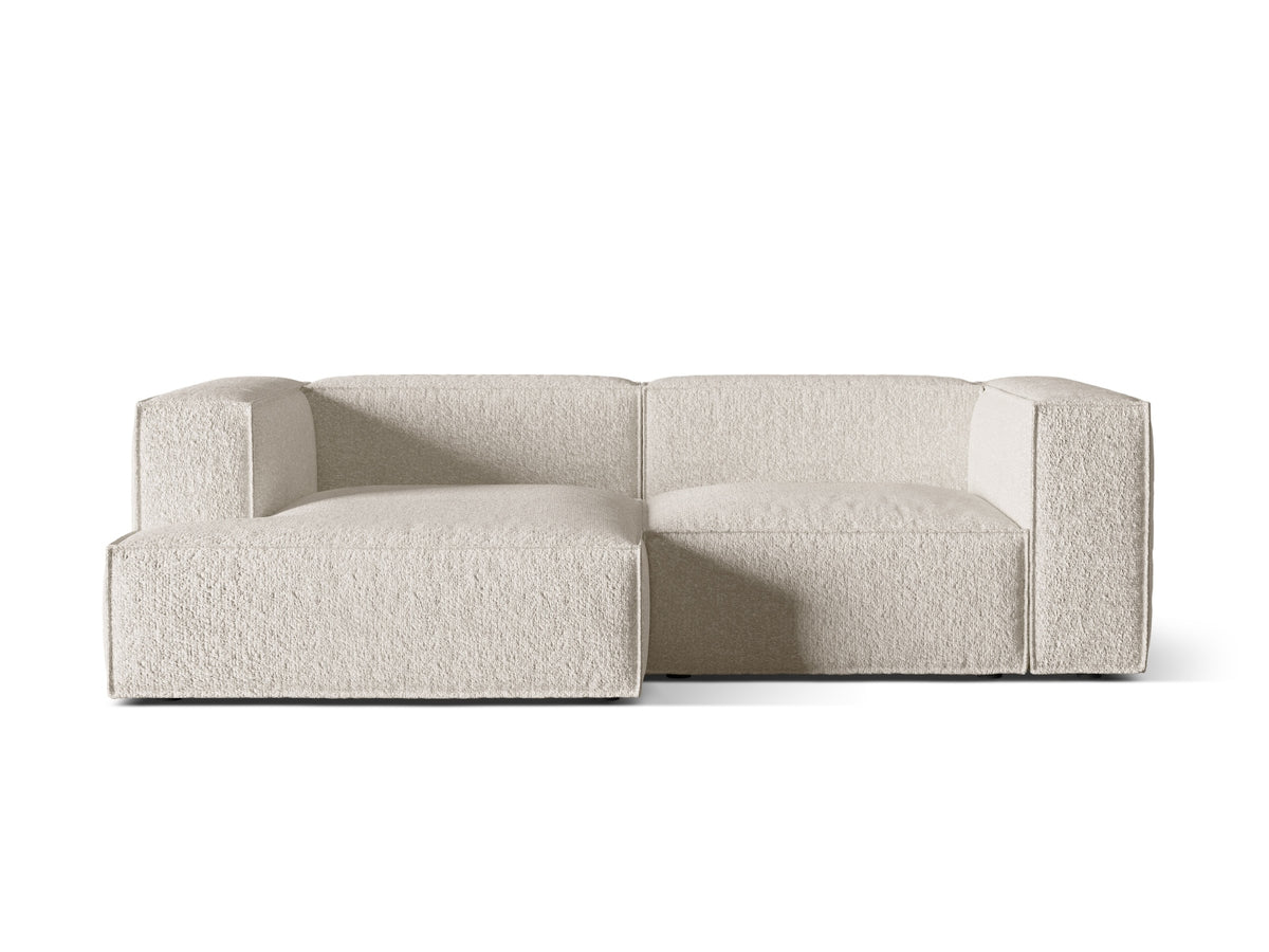 Nuria — Corner Sofa Beige (Monet Sand) Black Plastic Left
