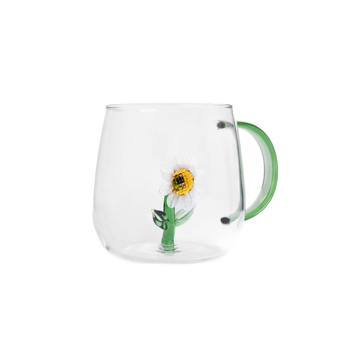 GIRASOL Glass Mug with Daisy 0.4L