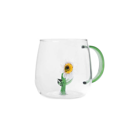 GIRASOL Glass Mug with Daisy 0.4L