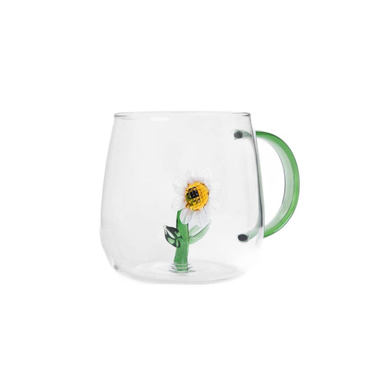 GIRASOL Glass Mug with Daisy 0.4L
