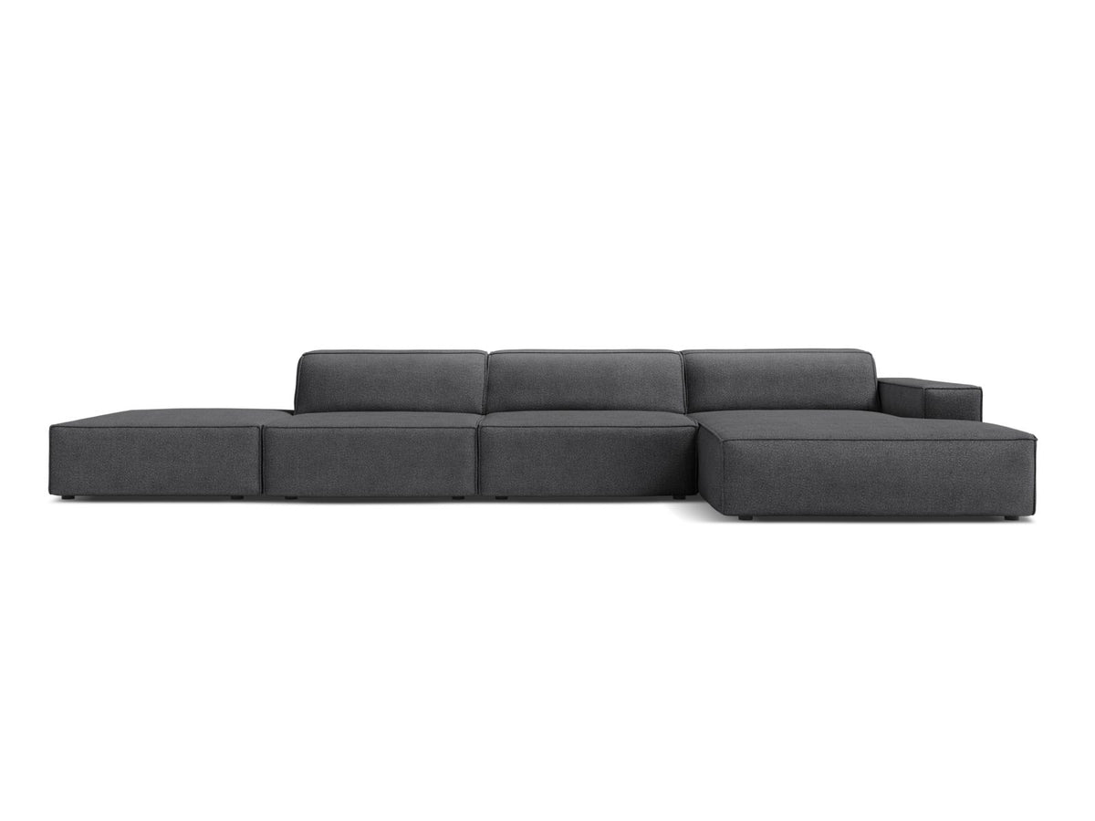 Jodie — Corner Sofa Dark Grey (Baloo 2083) Black Plastic Right