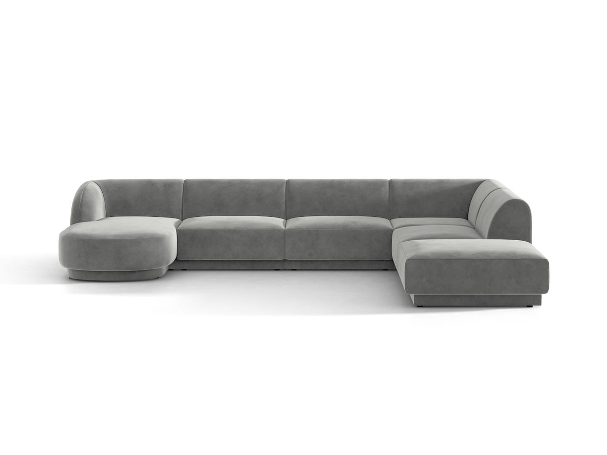 Miley — Panoramic Sofa Light Grey (Venus 2929) Black Plastic Right
