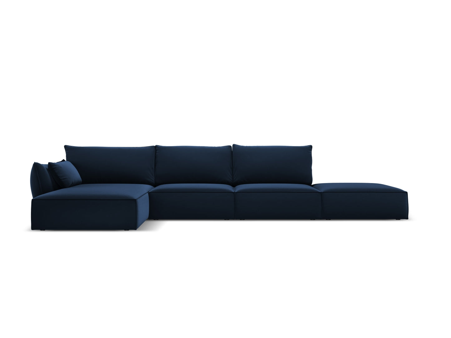 Kaelle — Corner Sofa Royal Blue (Bluvel 86) Black Plastic Left