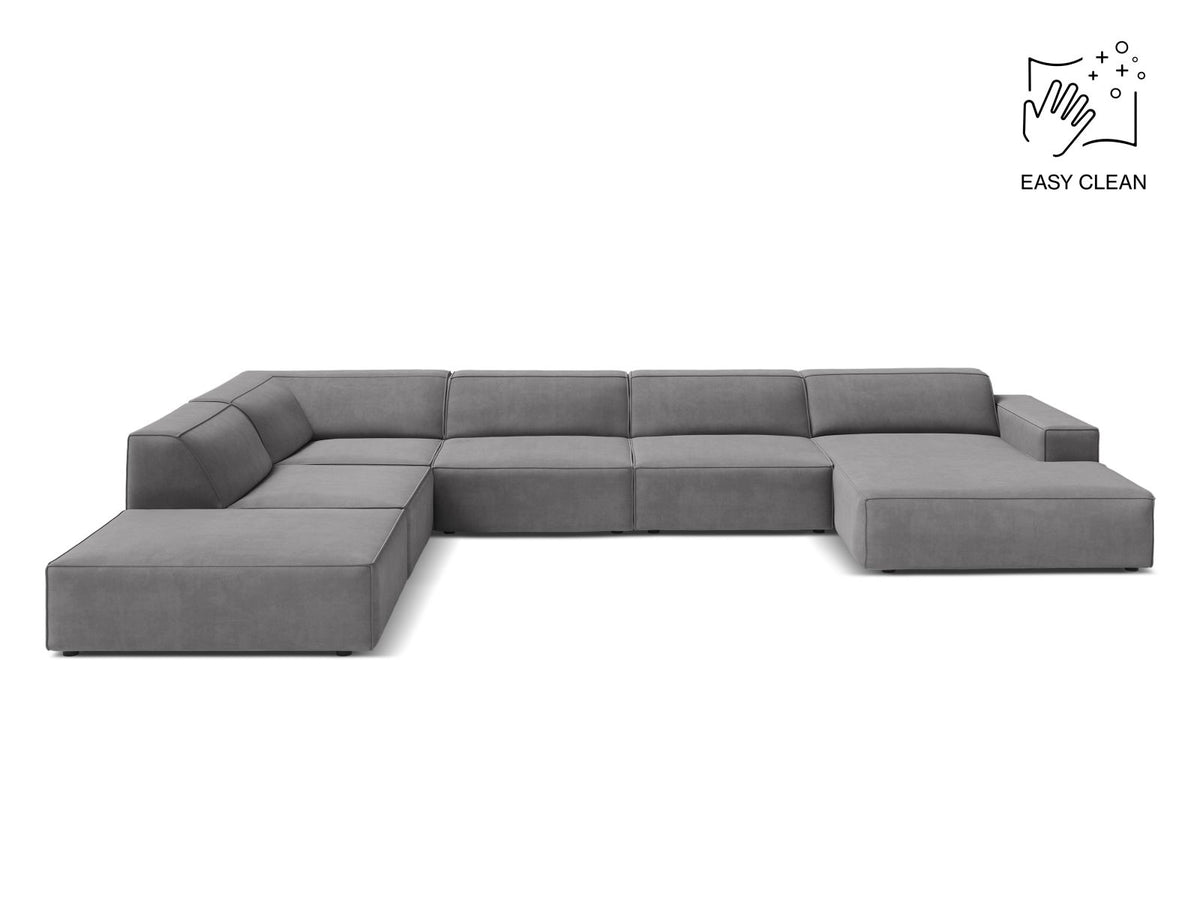 Jodie — Panoramic Sofa Light Grey (Venus 2929) Black Plastic Left