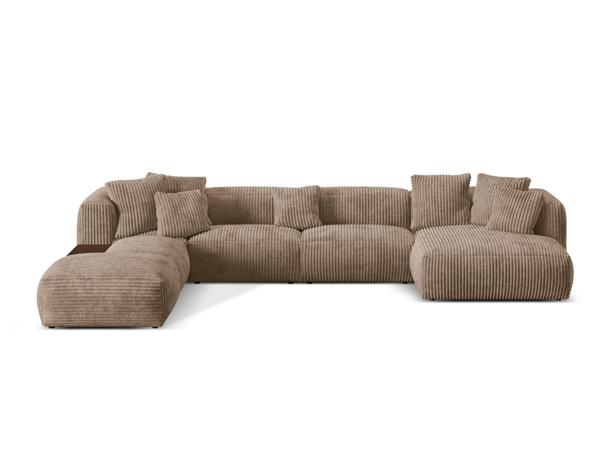 Martina — Panoramic Sofa Acorn (Tilia 17) Black Plastic Left